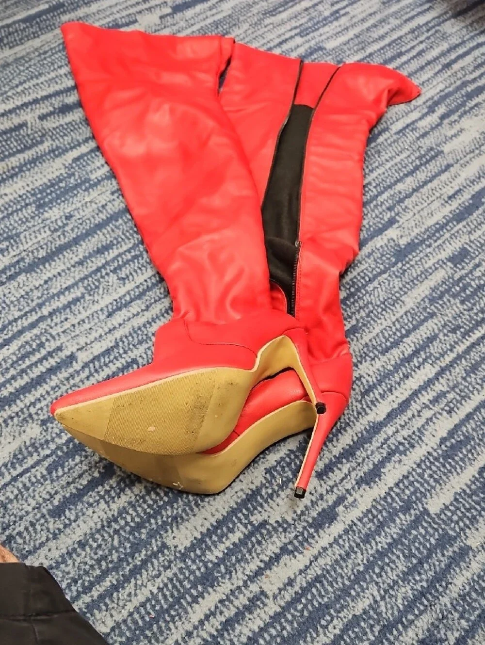 Red Over-the-Knee Pointed Stiletto Boots - Women's Fashion Boots